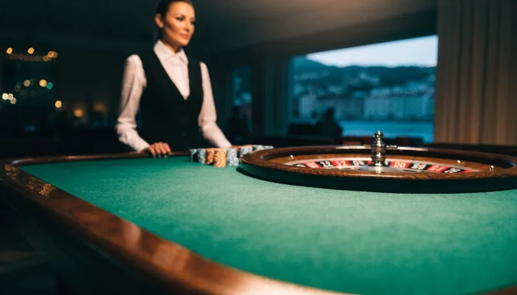 Krupje za stolom ruleta u studiju uživo casina