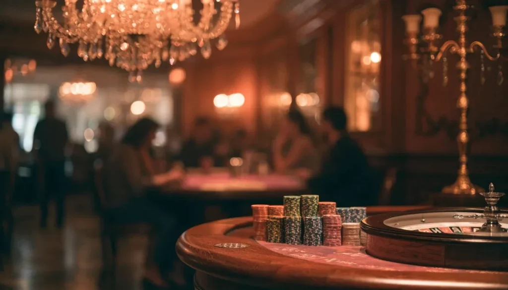 Elegantna casinos interijera s ruletom i žetonima
